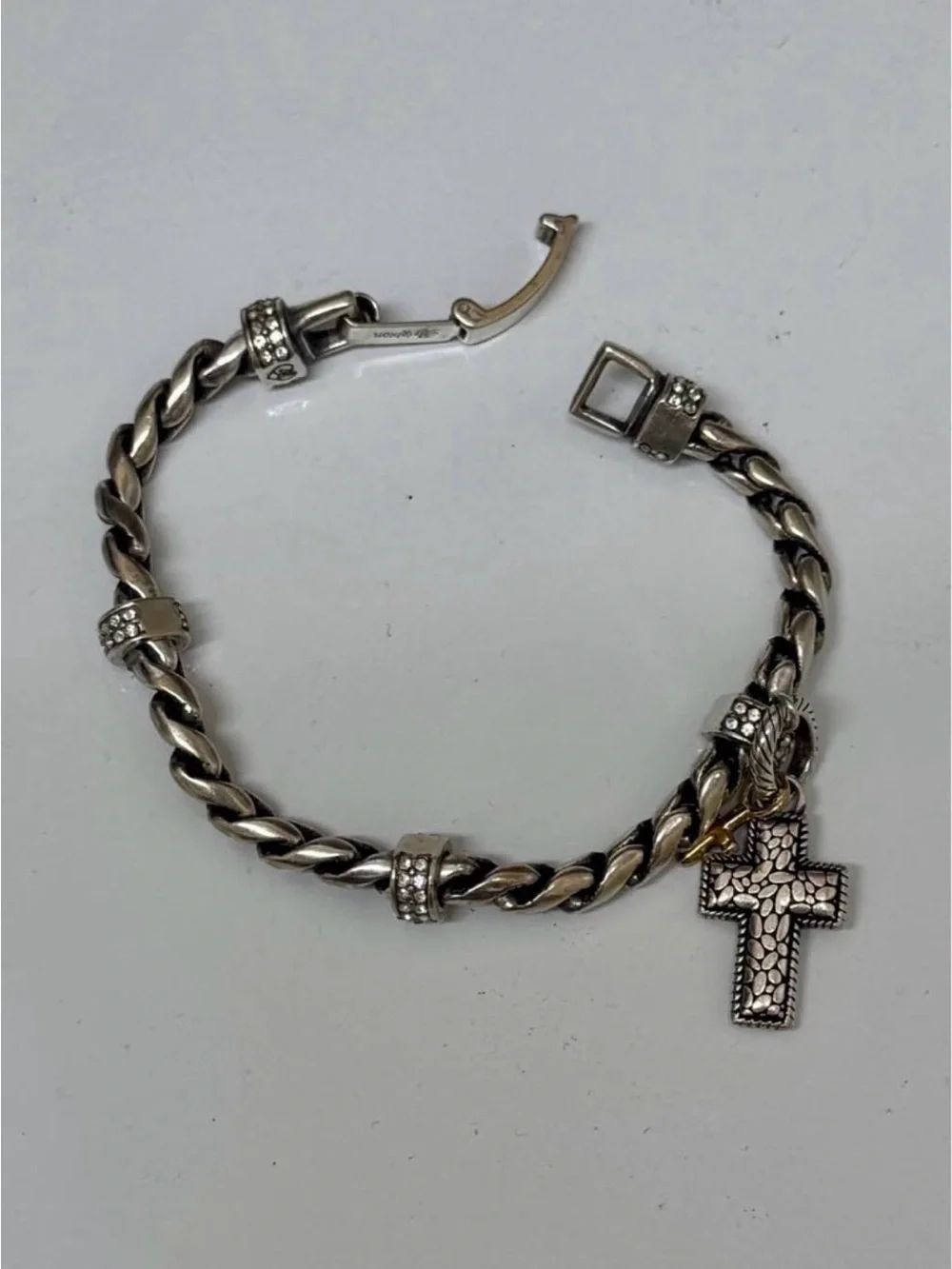 Vintage Brightion Cabal Bracelet with Swarovski Crystals, Two, Two Tone Cross's